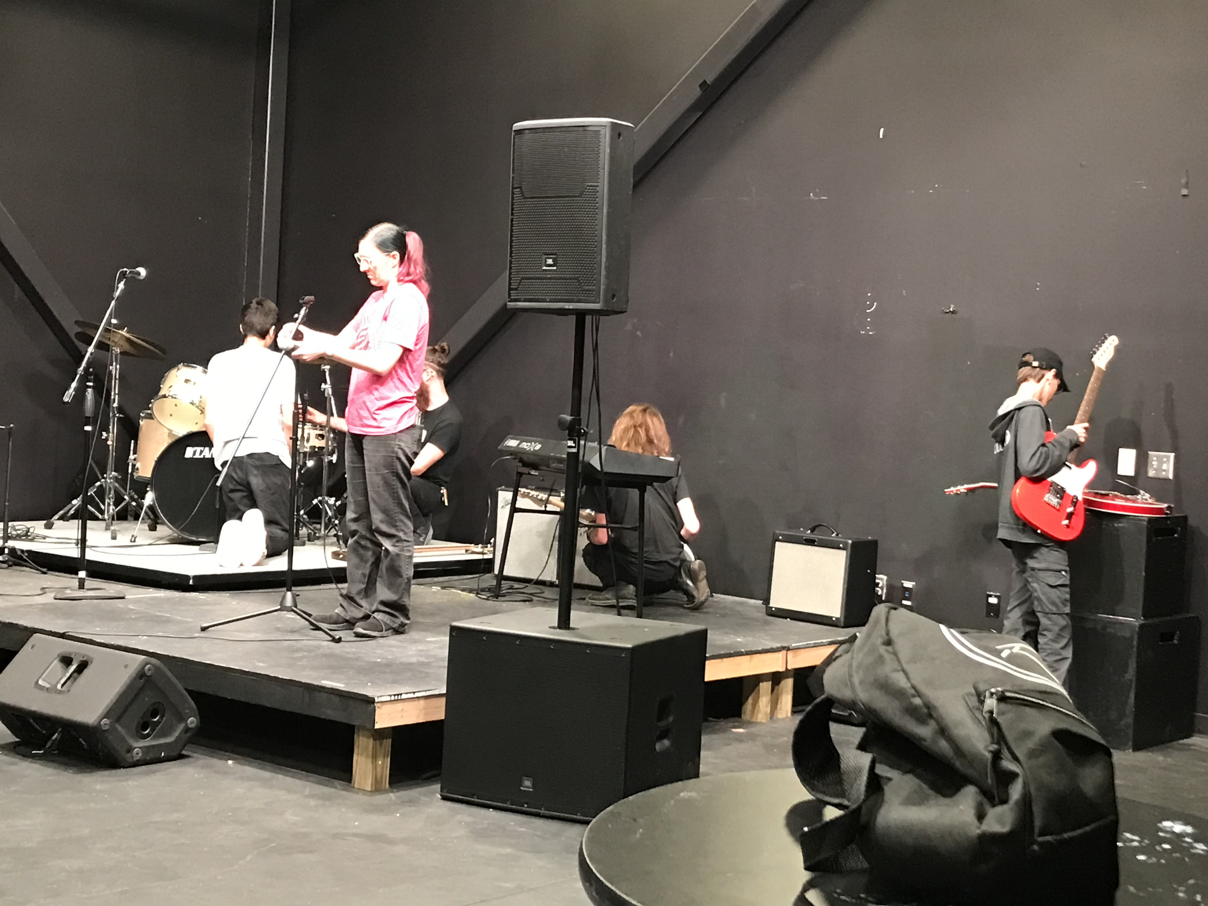 Student performing on stage